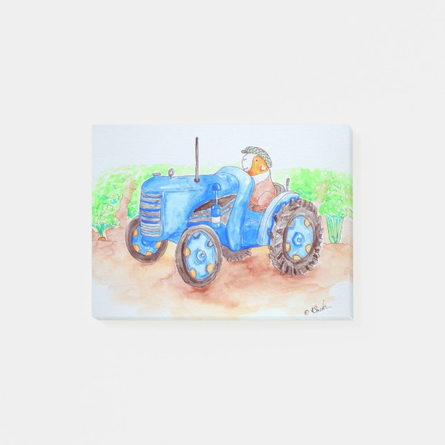 Cutie the Farmer Guinea Pig Painting Post-it Notes (Front)