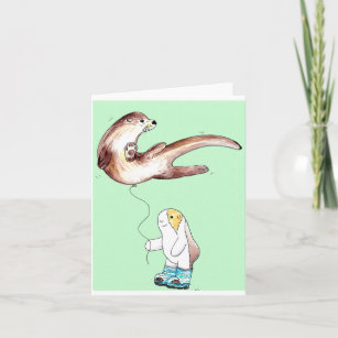 Cutie the Guinea Pig and her Otter Balloon Card