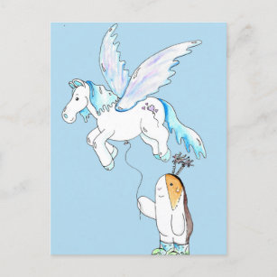 Cutie the Guinea Pig and Her Pegasus Balloon Postcard