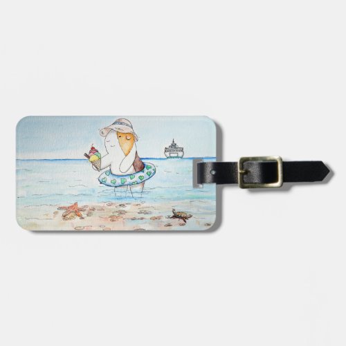 Cutie the Guinea Pig at the Seaside Painting Luggage Tag
