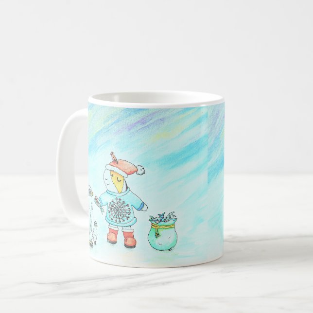Cutie the Guinea Pig Giving Christmas Gifts Coffee Mug (Front Left)