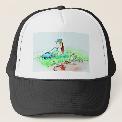 Cutie the Guinea Pig the Gardener Painting Trucker Hat