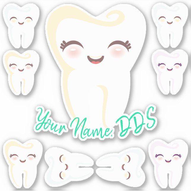 Cutie Toothies Dentist Dental Cartoon Teeth Sticker (Front)