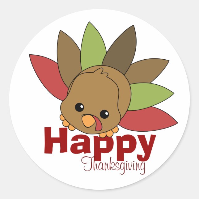 Cutie Turkey Classic Round Sticker (Front)