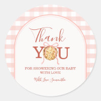 CutiePie Pastel Pink Gingham Baby Shower Thank You
