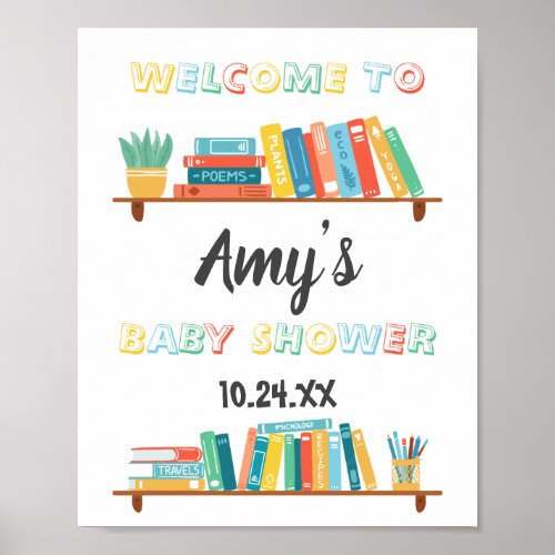 Cuties Book Nerd Themed Background Baby Shower Poster