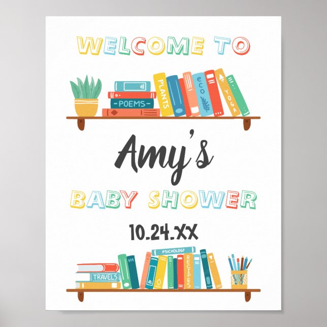 Cuties Book Nerd Themed Background Baby Shower Poster (Front)