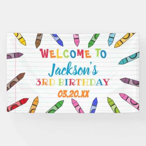 Cuties Crayon Art Paper Colorful Party Birthday  Banner