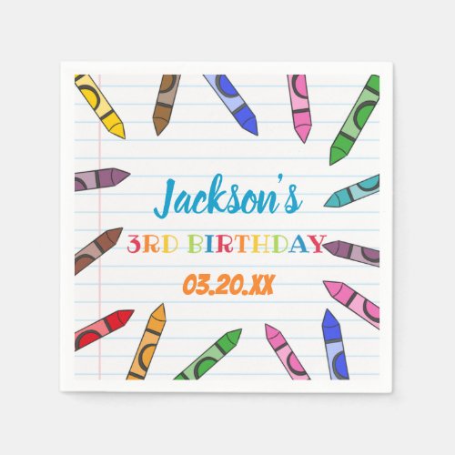 Cuties Crayon Art Paper Colorful Party Birthday Napkins