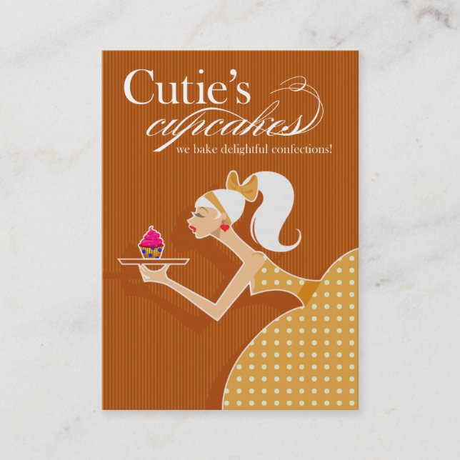 Cutie's Cupcakes - Confections Desserts Pastries Business Card (Front)