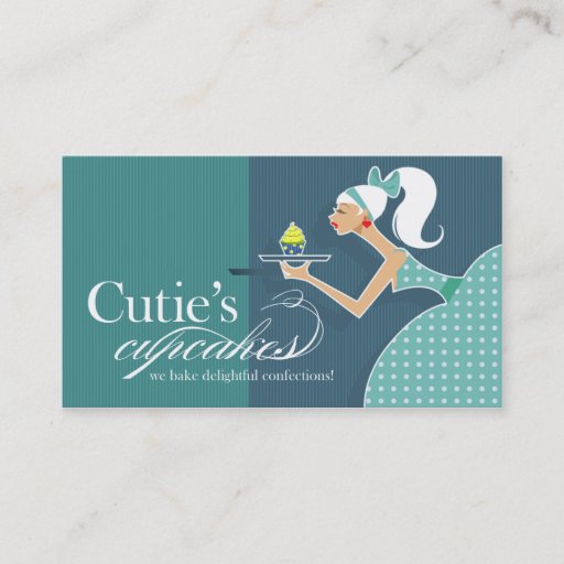 Customizable Cutie's Cupcakes - Confections Desserts Pastries Business Card Template