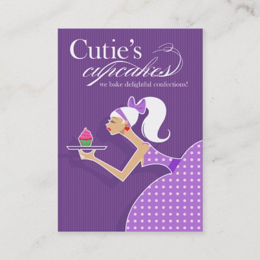 Customizable Cutie's Cupcakes - Confections Desserts Pastries Business Card Templates