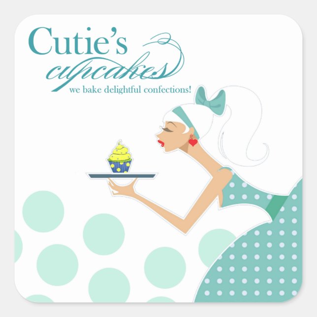 Cutie's Cupcakes - Confections Desserts Pastries Square Sticker (Front)
