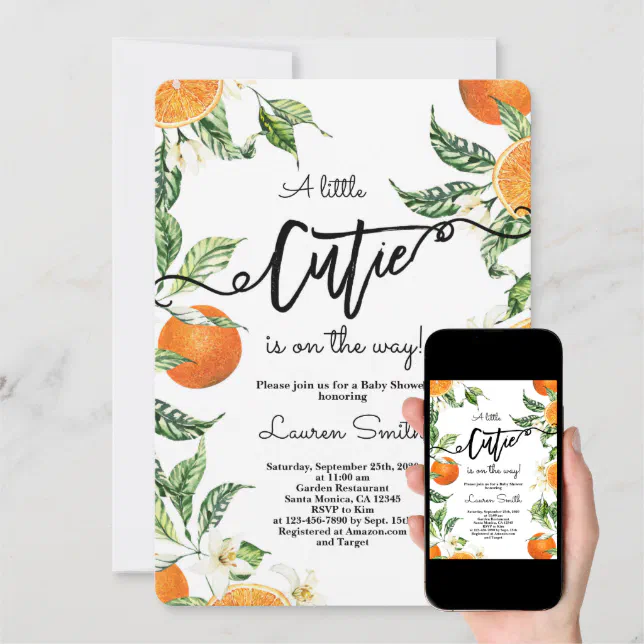 Cuties Oranges Baby Shower Invitation Zazzle
