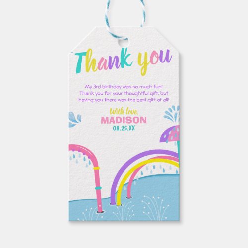 Cuties Splish Splash Pad Water Park Girl Birthday  Gift Tags