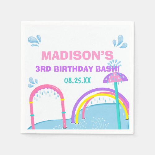 Cuties Splish Splash Pad Water Park Girl Birthday  Napkins