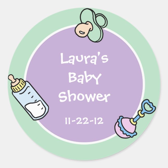 Cutietoots Baby Shower Party Favor Sticker (Front)