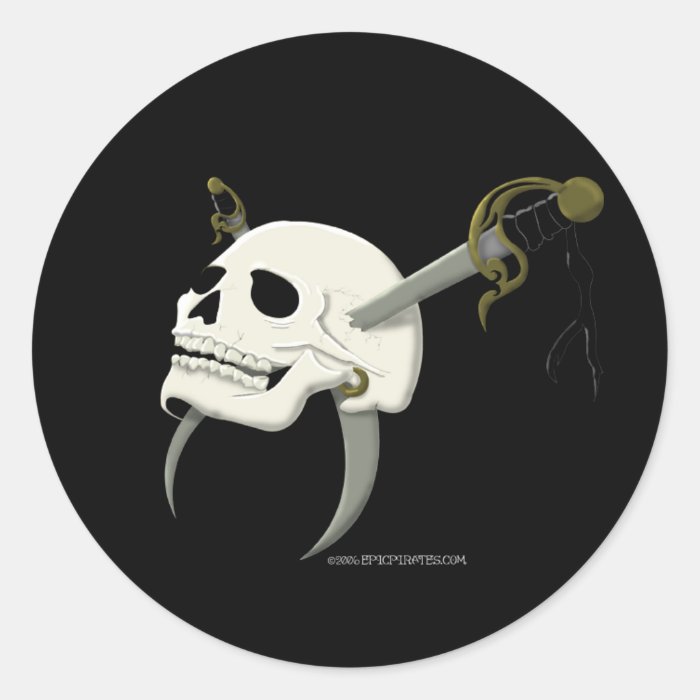 Cutlass Skull Round Stickers