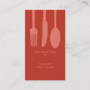 Cutlery Cafe Business Card (Dk Retro Red)