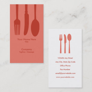 Cutlery Cafe Business Card (Retro Red)