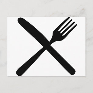 cutlery fork and knife crossed postcard