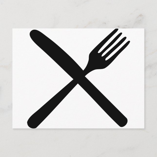 cutlery fork and knife crossed postcard (Front)