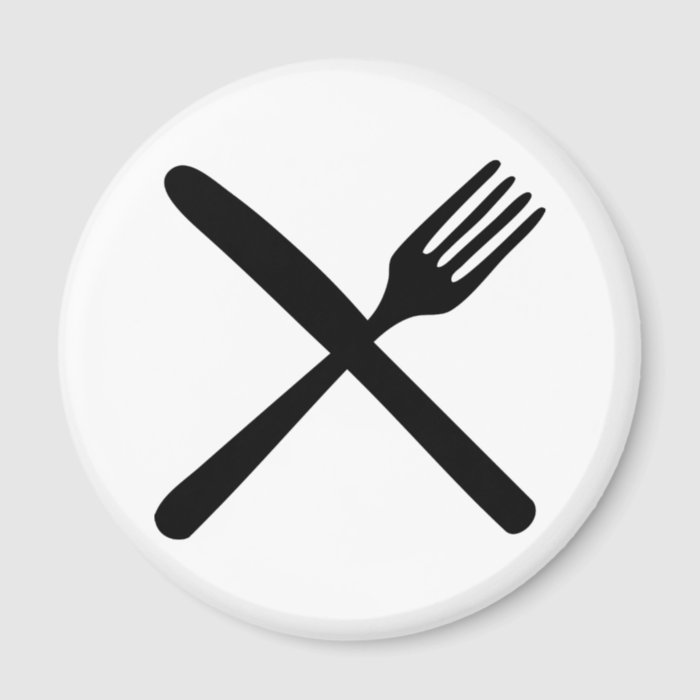 cutlery fork and knife crossed refrigerator magnet