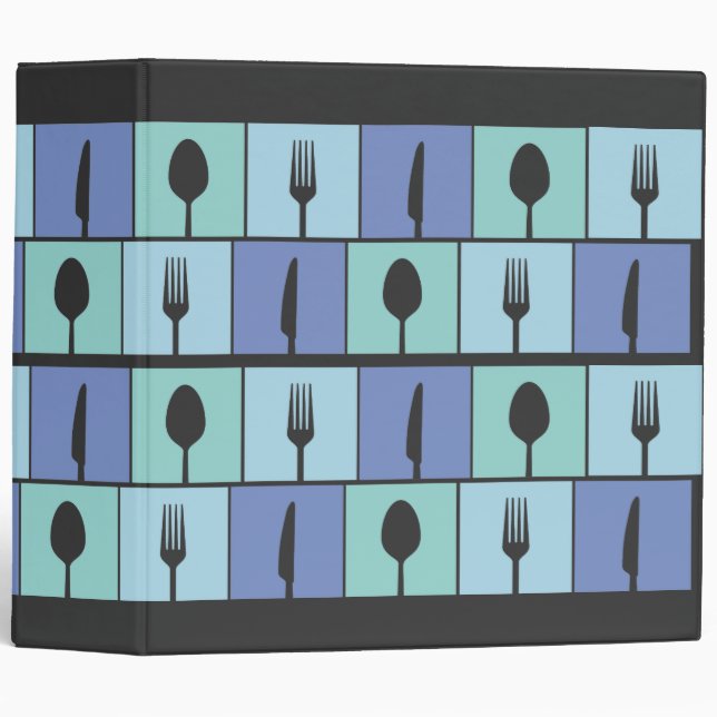 Cutlery Kitchen Modern Cooking Recipe Book Binder (Front/Spine)