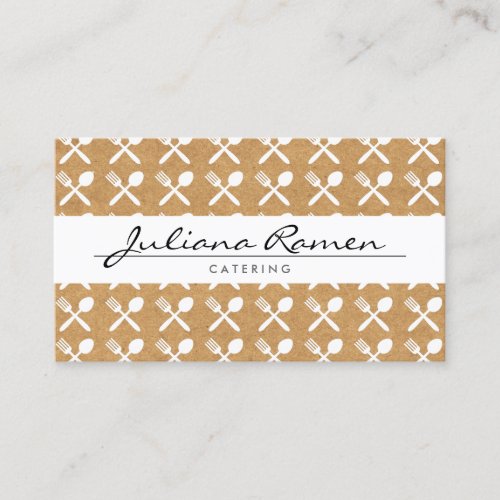 CUTLERY PATTERN on KRAFT PAPER for CATERING, CHEFS Business Card