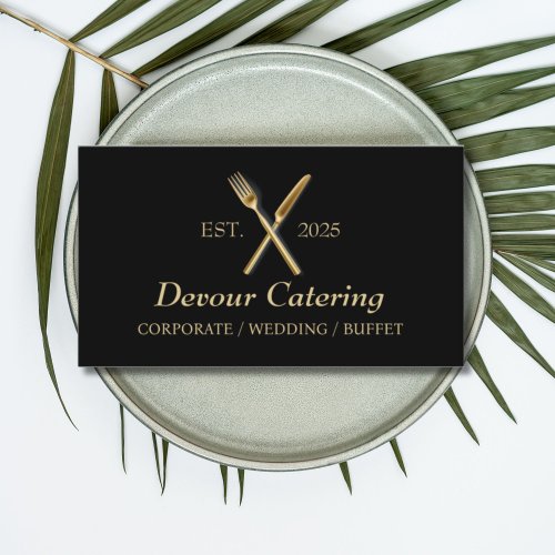 Cutlery QR Code Chef Caterer Catering Services Business Card