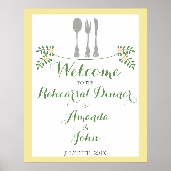 Cutlery Rehearsal Dinner Welcome Poster