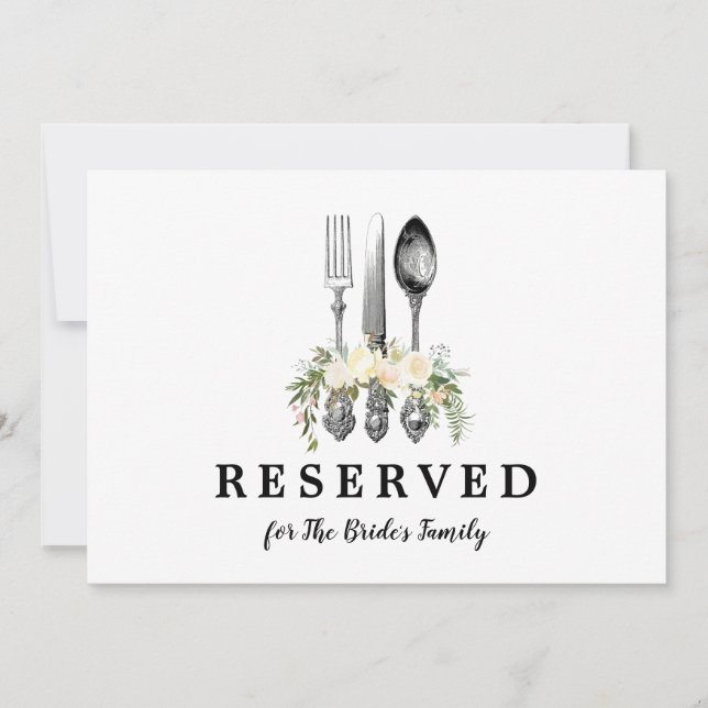 cutlery reserved sign for family etc card editable (Front)