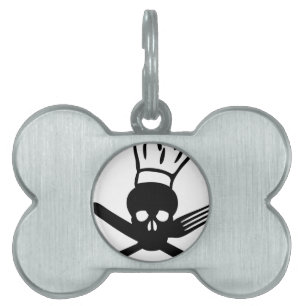 cutlery skull with chef hat cook icon pet name tag