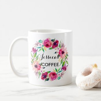 Cutom Name Mug  Personalized Name Mug  Floral-2 Coffee Mug by Precious_Presents at Zazzle