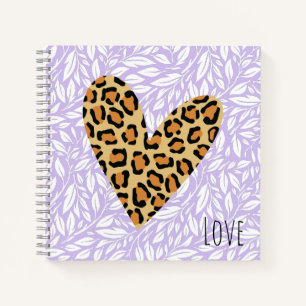 Cutom text Lovely purple backgroun leopard Notebook