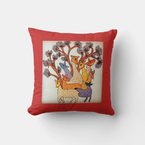 Cutomizable Gond Art _ Deer painting Pillow