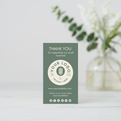 Cutomizable Logo Thank You for Your Order Card