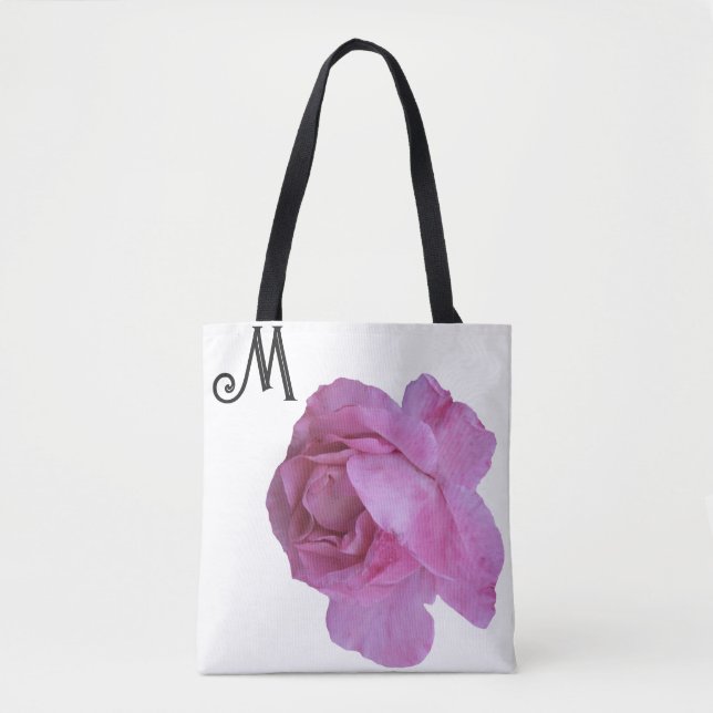 Cutomizable M name pretty boho pink rose trendy  Tote Bag (Front)