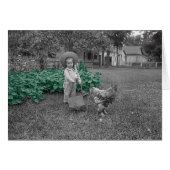 Cutomize your 1880 Garden Girl and Rooster Card (Front Horizontal)