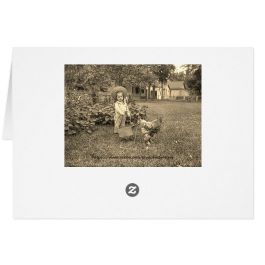 Cutomize your 1880 Garden Girl and Rooster Card (Back Horizontal)