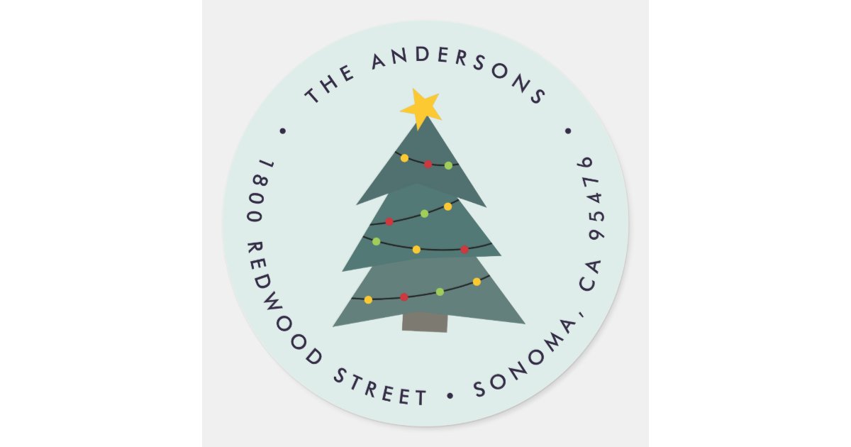 Cutout Christmas Tree | Holiday Return Address Classic Round ...