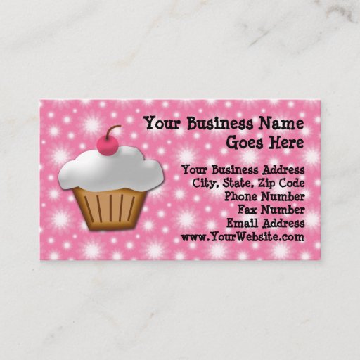 Customizable Cutout Cupcake with Pink Cherry on Top Business Card Template