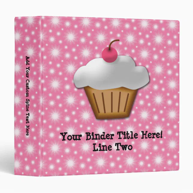 Cutout Cupcake with Pink Cherry on Top 3 Ring Binder | Zazzle