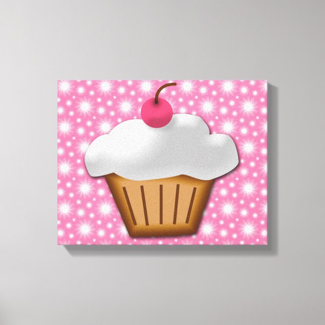 Cutout Cupcake with Pink Cherry on Top Canvas Print (Front)