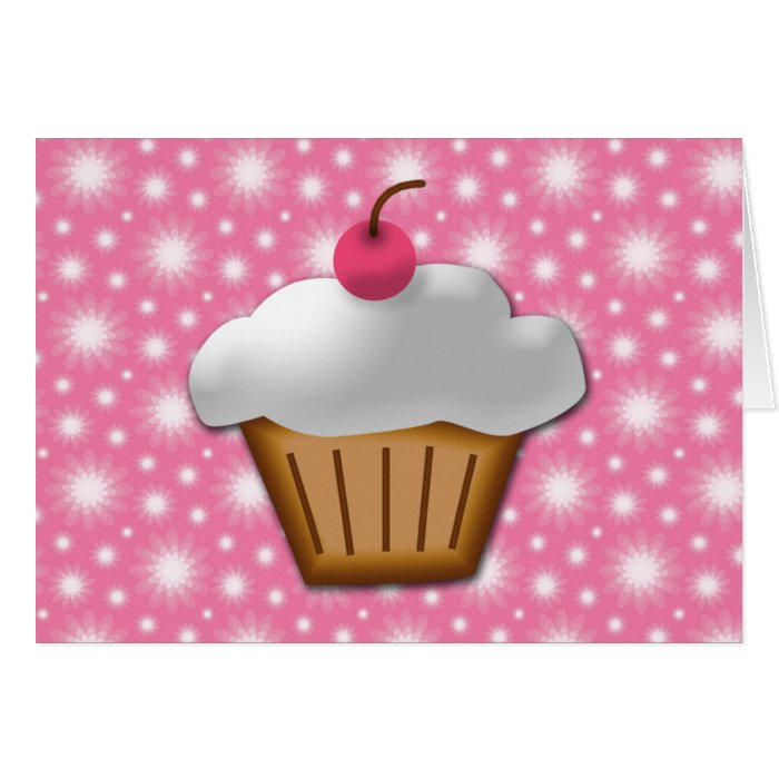 Cutout Cupcake with Pink Cherry on Top Card