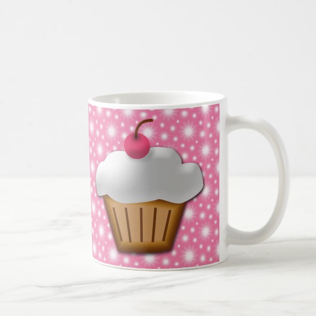 Cutout Cupcake with Pink Cherry on Top Coffee Mug (Right)