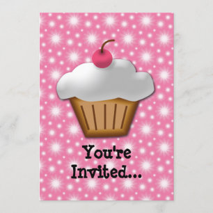 Cutout Cupcake with Pink Cherry on Top Invitation