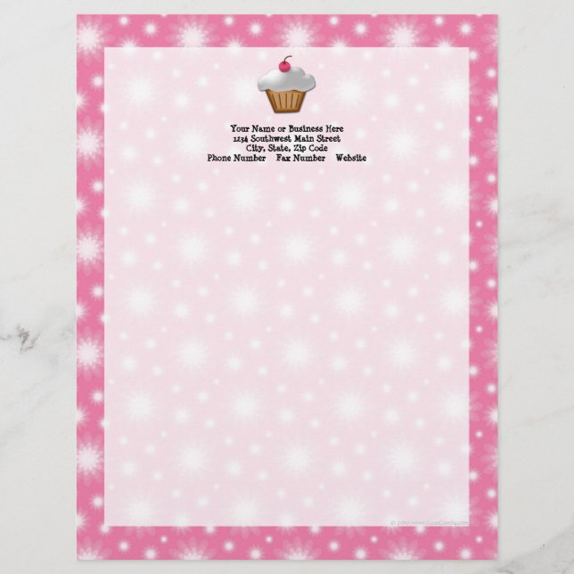 Cutout Cupcake with Pink Cherry on Top Letterhead (Front)