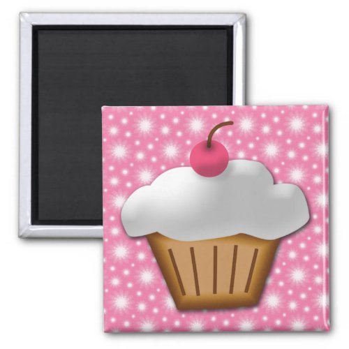 Cutout Cupcake with Pink Cherry on Top Magnet