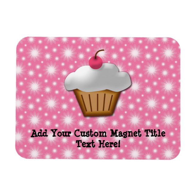 Cutout Cupcake with Pink Cherry on Top Magnet (Horizontal)
